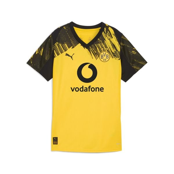 Damska koszulka domowa Borussia Dortmund 25/26 PUMA. Czarne koszulki sportowe damskie Puma, bez wzorów, bez kołnierzyka, bez ramiączek, do piłki nożnej. Za 439.00 zł.
