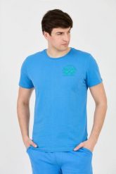 LA MARTINA Błękitny męski t-shirt z dużym logo, Rozmiar L. Niebieskie t-shirty męskie La Martina, l, bez wzorów, bez kołnierzyka. W wyprzedaży za 199.99 zł.