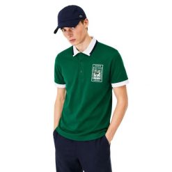 Koszulka męska Lacoste. Zielone koszulki polo męskie Lacoste, m, z aplikacjami, z bawełny, eleganckie, bez ramiączek. Za 297.00 zł.