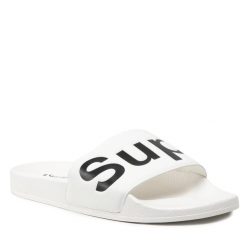 Klapki Superga. Białe klapki damskie Superga, bez wzorów, bez obcasa. Za 79.99 zł.