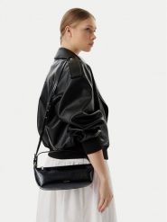 Calvin Klein Torebka Foil Logo Glossy LV04F3738G Czarny. Czarne torebki do ręki damskie Calvin Klein, bez wzorów, ze skóry, bez dodatków. Za 449.99 zł.