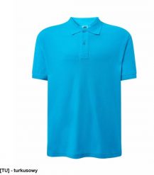 JHK Męskie polo z krótkim rękawem 100% stabilizowana bawełna, turkusowy S. Niebieskie koszulki polo męskie JHK, m, bez wzorów, z bawełny, bez ramiączek. Za 27.74 zł.