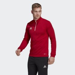 Bluza piłkarska męska Adidas Entrada 22 Training Top. Czerwone bluzy męskie Adidas, l, bez wzorów, z poliesteru, bez kaptura. W wyprzedaży za 99.00 zł.