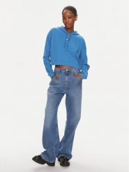 Tommy Jeans Bluza Herritage UW0UW05153 Niebieski Regular Fit. Niebieskie bluzy damskie Tommy Jeans, l, bez wzorów, z bawełny, bez kaptura. Za 329.99 zł.