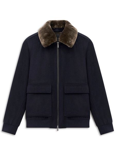 Bugatti Płaszcz wełniany 276096-21061 Granatowy Regular Fit. Niebieskie płaszcze męskie Bugatti, na zimę, m, bez wzorów, z wełny, bez kaptura. Za 1,519.00 zł.
