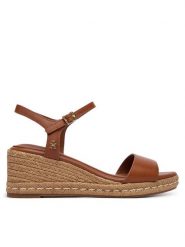 Tommy Hilfiger Espadryle Th Monogram Leather Wedge Espadrilles FW0FW09340 Brązowy. Brązowe sandały damskie Tommy Hilfiger, bez wzorów, ze skóry, bez obcasa, bez zapięcia. Za 489.99 zł.