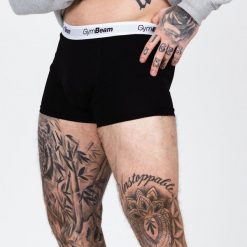 Bokserki męskie fitness czarne Essentials 3-pak. Czarne bokserki męskie GYMBEAM, m, bez wzorów, z bawełny. Za 83.90 zł.