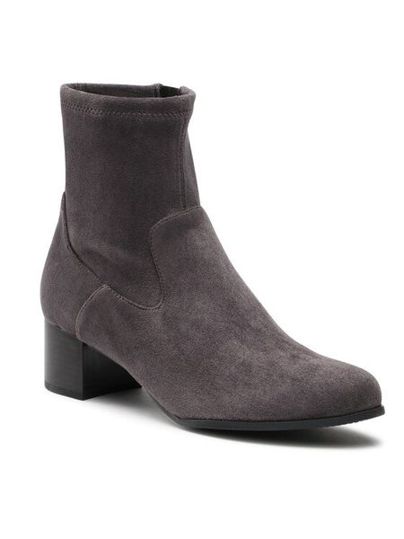 Caprice Botki 9-25316-41 Szary. Szare botki damskie Caprice, bez obcasa, na słupku, bez zapięcia. Za 349.99 zł.