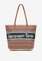 Beżowo-Różowa Torebka Typu Shopper na Plażę z Jedną Komorą Gomeissa. Czerwone torebki shopper damskie Renee, bez wzorów, z materiału, bez dodatków. Za 39.99 zł.