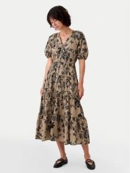Gap Sukienka codzienna 517740 Khaki Regular Fit. Brązowe sukienki damskie GAP, na co dzień, l, bez wzorów, z bawełny, bez kołnierzyka, bez ramiączek, proste. Za 309.99 zł.