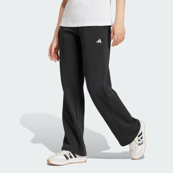 Spodnie Essentials Small Logo Feel Cozy Open-Hem. Czarne spodnie materiałowe damskie Adidas, l, bez wzorów, z bawełny, z standardowym stanem. Za 149.25 zł.