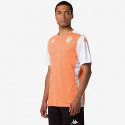 Koszulka AS Monaco Abou Pro 8 2024/25. Białe koszulki sportowe męskie Kappa, bez wzorów, bez kołnierzyka, bez ramiączek, do piłki nożnej. W wyprzedaży za 179.15 zł.