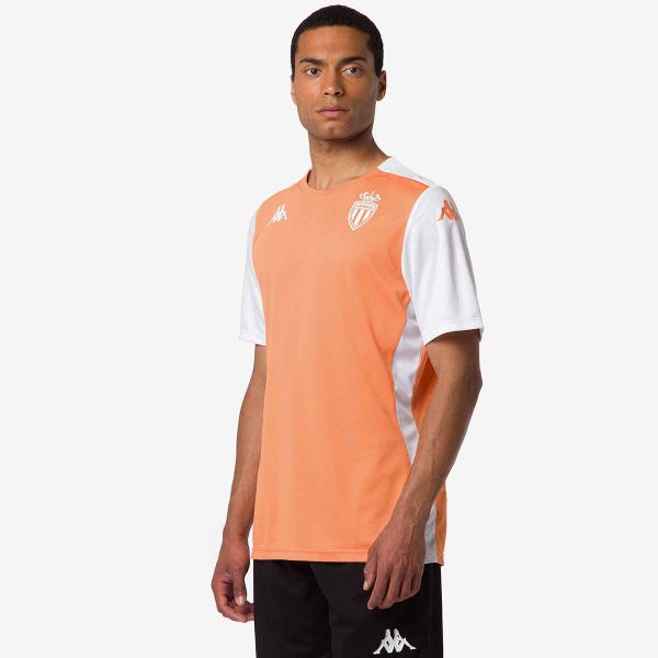 Koszulka AS Monaco Abou Pro 8 2024/25. Białe koszulki sportowe męskie Kappa, bez wzorów, bez kołnierzyka, bez ramiączek, do piłki nożnej. W wyprzedaży za 179.15 zł.