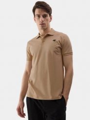 Koszulka polo męska 4F 4FWSS26TPTSM0948. Brązowe koszulki polo męskie 4f, m, bez wzorów, z bawełny, biznesowe, bez ramiączek. Za 99.99 zł.
