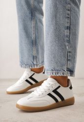 Białe Sneakersy w Stylu Kultowych Tenisówek Genenor. Białe obuwie sportowe damskie Born2be, bez wzorów, z dresówki, tenisowe. Za 79.99 zł.