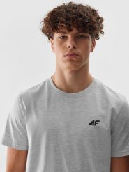 4F T-shirt regular gładki męski - szary L. Szare koszulki sportowe męskie 4f, l, bez wzorów, z bawełny, sportowe, bez kołnierzyka. W wyprzedaży za 39.99 zł.