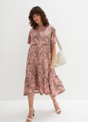 Sukienka shirtowa polo. Zielone sukienki damskie bonprix, bez wzorów, eleganckie, bez kołnierzyka, bez ramiączek. Za 129.99 zł.