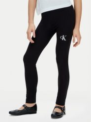 Calvin Klein Jeans Legginsy LVCKSJC26G Czarny Slim Fit. Czarne legginsy dla dziewczynek Calvin Klein Jeans, bez wzorów, z bawełny. Za 149.99 zł.