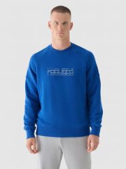 4F Bluza dresowa nierozpinana bez kaptura męska - niebieska XXL. Niebieskie bluzy męskie 4f, m, bez wzorów, z bawełny, bez kaptura. W wyprzedaży za 79.99 zł.
