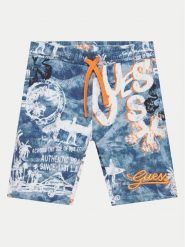 Guess Szorty sportowe L5GD13 KA6R4 Niebieski Regular Fit. Niebieskie szorty dla chłopców Guess, z aplikacjami, z bawełny, sportowe. Za 109.99 zł.