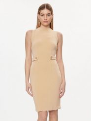 Guess Sukienka codzienna W4GK89 K7UW2 Beżowy Slim Fit. Brązowe sukienki damskie Guess, na co dzień, xl, z aplikacjami, z wiskozy, bez kołnierzyka, bez ramiączek, proste. Za 529.99 zł.
