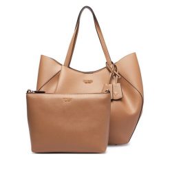 Torebka Guess. Brązowe torebki do ręki damskie Guess, z aplikacjami, klasyczne, bez dodatków. Za 714.99 zł.