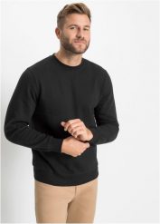 Bluza dresowa. Czarne bluzy męskie bonprix, l, bez wzorów, z dresówki, bez kaptura. Za 69.99 zł.