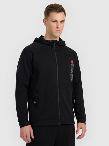 4F Bluza dresowa rozpinana z kapturem męska - czarna XL. Czarne bluzy męskie 4f, m, bez wzorów, z dresówki, z kapturem. Za 169.99 zł.