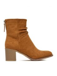 JENNY Botki CEO-MARTINA WS14438-22 Brązowy. Brązowe botki damskie Jenny, z materiału, bez obcasa, na słupku, bez zapięcia. Za 159.99 zł.