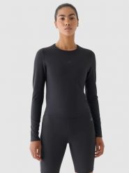 4F Longsleeve treningowy szybkoschnący damski - szary XS. Szare koszulki sportowe damskie 4f, xs, bez wzorów, z dzianiny, bez kołnierzyka, bez ramiączek, na fitness i siłownię. W wyprzedaży za 59.99 zł.