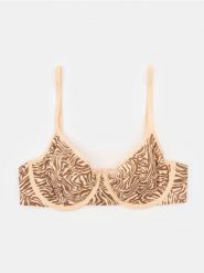 Bawełniany biustonosz miękki z fiszbinami w panterkę - wielobarwny. Biustonosze Sinsay, bez wzorów, z bawełny. Za 19.99 zł.