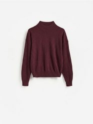 Sweter z wełny merino - mahoniowy. Brązowe swetry damskie Reserved, l, bez wzorów, z wełny, bez kołnierzyka, bez ramiączek, bez kaptura. Za 259.99 zł.