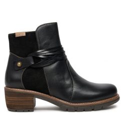Botki Pikolinos. Czarne botki damskie Pikolinos, bez obcasa, na słupku, bez zapięcia. Za 539.99 zł.