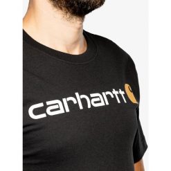 Koszulka turystyczna męska Carhartt Heavyweight Core Logo. Czarne koszulki sportowe męskie Carhartt, l, bez wzorów, z bawełny, bez kołnierzyka, bez ramiączek, trekkingowe. Za 109.99 zł.