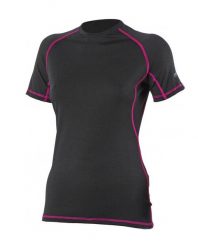 Damska koszulka merino ZITA. Czarne koszulki sportowe damskie LASTING, m, bez wzorów, z materiału, bez kołnierzyka, bez ramiączek, rowerowe. Za 337.00 zł.