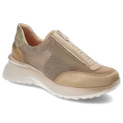 Beżowe Sneakersy Hispanitas Stylowe Obuwie Damskie. Brązowe obuwie sportowe damskie Hispanitas, z aplikacjami, ze skóry, eleganckie, bez obcasa, na obcasie, bez zapięcia. Za 489.00 zł.