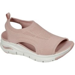 Sandały damskie Skechers Arch Fit Sandal City Catch. Czerwone sandały damskie Skechers, bez wzorów, z materiału, bez obcasa, bez zapięcia. Za 490.00 zł.
