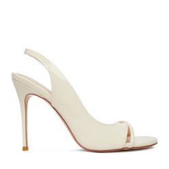 Sandały Eva Minge. Białe sandały damskie Eva Minge, bez wzorów, bez obcasa, na szpilce, bez zapięcia. Za 449.99 zł.