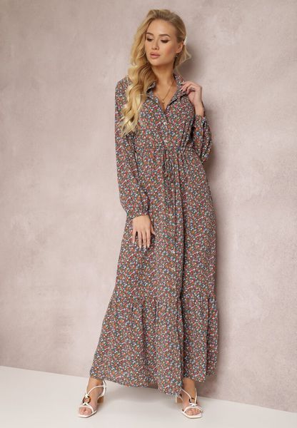 Ciemnozielona Sukienka Phinene. Zielone sukienki damskie Renee, l, z aplikacjami, z zamszu, boho, bez kołnierzyka, bez ramiączek, maxi, koszulowe. Za 119.99 zł.