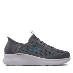 Sneakersy Skechers. Szare trampki i tenisówki chłopięce Skechers, bez wzorów, bez zapięcia. Za 159.99 zł.
