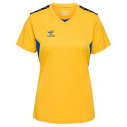 Damski jersey Hummel Authentic PL. Żółte koszulki sportowe damskie Hummel, bez wzorów, z jersey, sportowe, bez kołnierzyka. Za 214.50 zł.