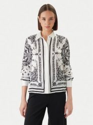 Morgan Koszula 261-CFOULAR Biały Regular Fit. Białe bluzki damskie Morgan, bez wzorów, z syntetyku, bez kołnierzyka, bez ramiączek. Za 279.99 zł.