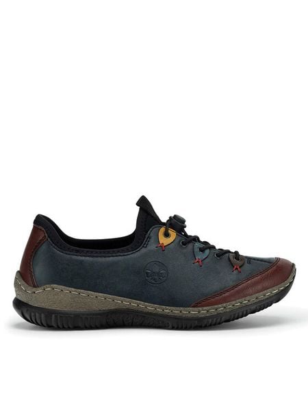 Rieker Półbuty N3271-35 Niebieski. Niebieskie półbuty damskie Rieker, bez wzorów, z materiału, bez obcasa, na płaskiej podeszwie, bez zapięcia. Za 349.99 zł.