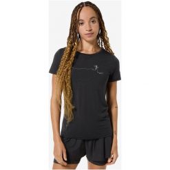 Koszulka SUPER.NATURAL W RUNNING TEE. Czarne koszulki sportowe damskie super.natural, bez wzorów, sportowe, bez kołnierzyka. Za 249.99 zł.