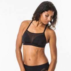 Góra kostiumu kąpielowego surfingowego damska Olaian Elise. Czarne bikini damskie OLAIAN, m, bez wzorów. W wyprzedaży za 44.99 zł.