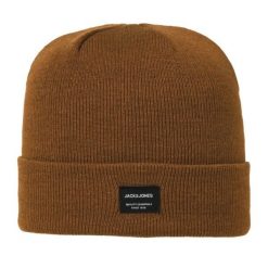 Czapka męska JACDNA dzianinowa Monks Robe. Brązowe czapki i kapelusze męskie Jack&Jones, z aplikacjami, z dzianiny. Za 56.70 zł.