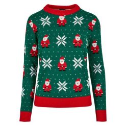 Bluza damska Urban Classics santa christmas (grandes tailles). Zielone bluzy damskie Urban Classics, na zimę, xl, bez wzorów, z dzianiny, bez kaptura. Za 212.70 zł.