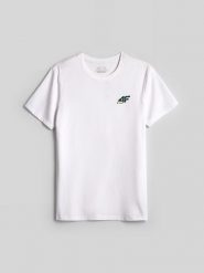 4F T-shirt slim gładki męski - biały XXL. Białe t-shirty męskie 4f, l, bez wzorów, z bawełny, bez kołnierzyka. Za 69.99 zł.