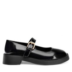 Półbuty JENNY. Czarne półbuty damskie Jenny, bez wzorów, bez obcasa, na płaskiej podeszwie, bez zapięcia. Za 149.99 zł.