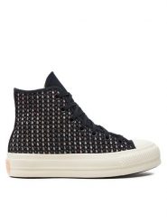 Converse Trampki Chuck Taylor All Star Lift Platform Crochet A09829C Czarny. Czarne trampki i tenisówki damskie Converse, bez wzorów, z materiału, retro, bez zapięcia. Za 289.99 zł.